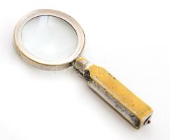 Antik francia kihajtható nagyító, jelzett, kopással, h: 10 cm