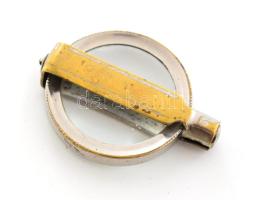 Antik francia kihajtható nagyító, jelzett, kopással, h: 10 cm