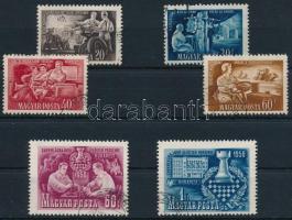 1950-1952 Sakk sor 2 klf értéke + Ötéves terv eredményei sor 4 klf értéke számvízjellel