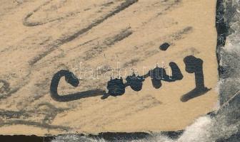 Covrig jelzéssel, feltehetően erdélyi művész: Ház a fák mögött. Tus, papír, lapszéli szakadással. Pa...