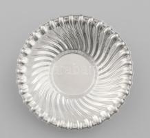 Ezüst (Ag) kerek, hullámos peremű tálka, jelzett, d: 8 cm, nettó: 15 g