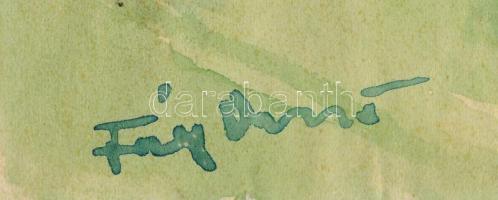 Fáy Dezső (1888-1954): Női akt és pánsípon játszó faun. Akvarell, papír, jelzett. 23x29 cm