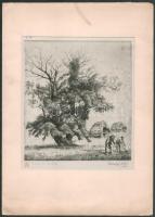 Kaveczky Zoltán (1897-1965): Velemi táj kaszálókkal, 1934. Rézkarc, papír, jelzett. Paszpartuban. 20×18 cm.