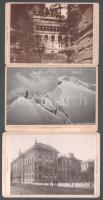 cca 1900-1910 Vegyes külföldi fotó tétel, 3 db: Restaurant am Prebischthor, Ortler vom Taberttakamp, Frankfurt am Main Polizei Präsidium, keményhátú fotó, 11x17 cm és 10x16 cm közötti méretben