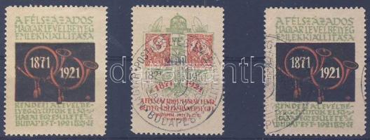 1921 Félszázados a magyar levélbélyeg 3 db