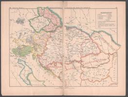 2 db történelmi térkép: Magyarország a Hunyadiak és Jagellók korában + Magyarország 1718-1848, kissé sérült, ragasztott, 23x30 cm