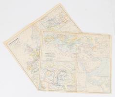 cca 1900 A római birodalom legnagyobb kiterjedése korában + A Khalifatus 945-ig Kr. u., 2 db térkép, rajzolta: Kogutowicz Manó, Bp., Magyar Földrajzi Intézet Rt., 28,5x34 cm