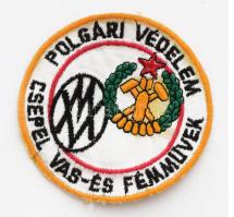 Polgári Védelem Csepel Vas- és Fémművek felvarró, d: 7,5 cm