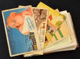 Kb. 100 db MODERN grafikai üdvözlő képeslap / Cca. 100 modern graphic art postcards