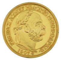 1907. 100K "Ferenc József Megkoronázásának Negyvenedik Évfordulójára" aranyozott Ag utánveret kapszulában (5,50g/0.999/25mm) T:PP