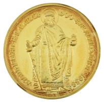 1938. 100P "Szent István" aranyozott Ag utánveret kapszulában (5,50g/0.999/25mm) T:PP