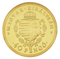 1935. 40P "Rákóczi Ferenc" aranyozott Ag utánveret kapszulában (5,50g/0.999/25mm) T:PP