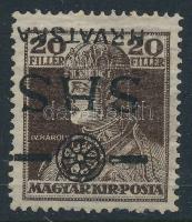 SHS 1918 Károly 20f fordított felülnyomattal, Bodor vizsgálójellel