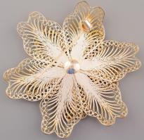 Ezüst (Ag) filigrán bross, jelzett, d: 6,5 cm, nettó 14,3g