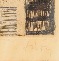 Túry Mária (1930-1992): Kávéház. Rézkarc, papír, jelzett, lap teteje kissé sérült, hiányos paszpartu...