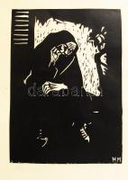 Mazsaroff Miklós (1929-1997): Nagyanyám, linómetszet, papír, jelzett, 24×17 cm