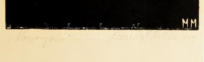 Mazsaroff Miklós (1929-1997): Nagyanyám, linómetszet, papír, jelzett, 24×17 cm