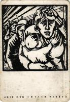 Akik nem jöttek vissza. Illusztráció a Sárga Könyvből. Judaika művészlap / The Ones who did not return. Illustration from the "Yellow Book". Judaica art postcard s: Sraga Weil (gyűrődések / creases)