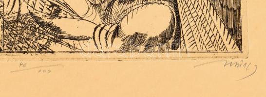 Hincz Gyula (1904-1986): Ketten. Rézkarc, papír, jelzett, számozott (46/100), kissé elszíneződött, 2...