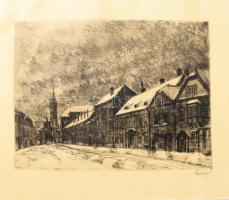 Élesdy István (1912-1987): Budavári részlet. Rézkarc, papír, jelzett, apró lapszéli foltokkal, 29,5x39 cm