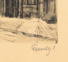 Élesdy István (1912-1987): Budavári részlet. Rézkarc, papír, jelzett, apró lapszéli foltokkal, 29,5x...