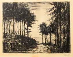 Élesdy István (1912-1987): Sétálók. Rézkarc, papír, jelzett, apró lapszéli elszíneződésekkel, 29,5x38,5 cm