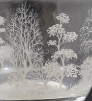 Német csiszolt mintás váza, hibátlan, m: 12, 5 cm