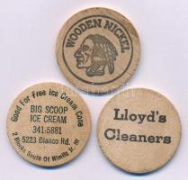 Amerikai Egyesült Államok DN 3xklf fa bárca: "Wooden Nickel / 1st. Coin Show" + "Lloy...