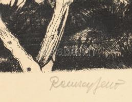 Remsey Jenő (1885-1970): Alkony. Rézkarc, papír, jelzett, kartonra kasírozva, apró lapszéli elszínez...