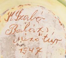 1947 Szabó Balázs Mezőtúr vizeskorsó, mázhibákkal, m: 17 cm