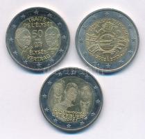 Franciaország 2012. 2E "10 éves az Euro" + 2013. 2E "Élysée-szerződés" + Luxemburg 2012. 2E "Királyi esküvő" T:AU France 2012. 2 Euro "10th anniversary of the Euro" + 2013. 2 Euro "Élysée Treaty" + Luxembourg 2012. 2 Euro "Royal wedding" C:AU