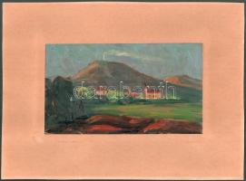 Jaksa István (1894-1982): A Vezúv látképe, Pompeji. Olaj, karton, jelzett, hátoldalán Jaksa István autográf feliratával és ajándékozási soraival. Paszpartuban, 14x24,5 cm