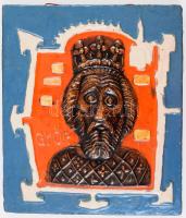 Pázmándy Antal: Győri Szent László hermája. Falplasztika. Jelzett, hibátlan, 23x20 cm