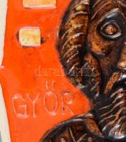 Pázmándy Antal: Győri Szent László hermája. Falplasztika. Jelzett, hibátlan, 23x20 cm