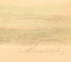 Paulovits Pál (1892-1975): Alkonyat (vadászat). Színezett rézkarc, papír, jelzett. Kissé foltos. 27×...