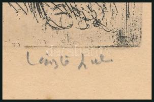 László Gyula (1910-1998): Szerelmespár. Rézkarc, papír, jelzett, lap széle kissé foltos, kartonra ka...