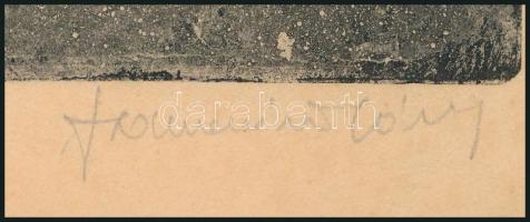 Olvashatatlan jelzéssel: Taxiállomás (Közért, Ofotért, retro Budapest). Rézkarc, papír, hajtásnyomma...