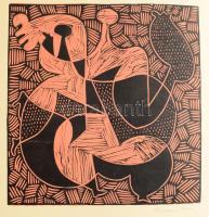 Konecsni Zsizsi (1911-2000): Alak. Linómetszet, papír, jelzett. Törésnyommal. Lapszéli kisebb szakadással. 28,5x27,5 cm