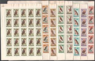1962 Madarak (IV.) - Ragadozó Madarak teljes hajtott ívsor, benne ismert lemezhibákkal a 60f és 1Ft íveken