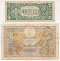 Vegyes: Franciaország 1934. 100Fr + USA 2003. 1$ T:VG,F
Mixed: France 1934. 100 Francs + USA 2003. ...