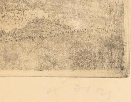 Biai-Föglein István (1905-1974): Fák a vízparton. Rézkarc, papír, jelzett, kartonra kasírozva, lapsz...