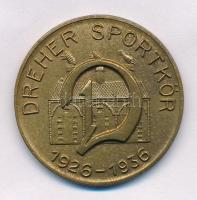 1936. "DREHER Sportkör 1926-1936" kétoldalas bronz zseton, hátoldalán "LUDVIG BPEST" gyártói jelzéssel (36mm) T:XF,VF