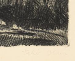 Fehér Ilona (1913-1983): Balatoni öböl. Rézkarc, papír, jelzett, számozott (15/100. Kartonra kasíroz...