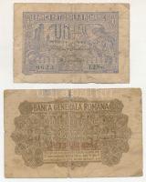 Románia 1915. 1L + Német megszállás 1917. 25b T:VG,G
Romania 1915. 1 Leu + German occupation 1917. ...