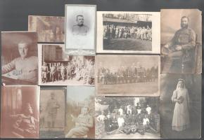 12 db vegyes katona fotó az első világháborúból, nővér, tisztek, lövészárok, stb., vegyes méretben