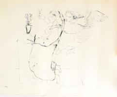 Szalay Lajos (1909-1995): Angyal. Szitanyomat, papír, jelzett, számozott (66/100), lap széle kissé foltos, feltekerve, hátoldalán Koller Galéria bélyegzőjével, 43×60 cm