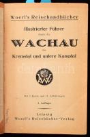 Illustrierter Führer durch die Wachau das Kremstal und untere Kamptal. Woerl's Reisehanbücher. Leipzig,én., Woerl's Reisebücher-Verlag, 1 (kihajtható térkép) t. + 120 p. Német nyelven. Fekete-fehér fotókkal illusztrált. Korabeli reklámokkal. Kiadói papírkötés, kissé kopott borítóval, a térképen kis szakadással.