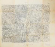 1929 Újpest és környékének katonai térképe, kiadja: M. Kir. Állami Térképező Intézet, 1:75 000, Kézdi-Kovács László (1864-1942) festőművész hagyatékából, 46×59 cm