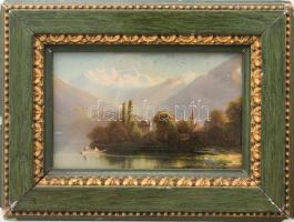Jelzés nélkül: Svájci Alpok, olaj, karton, sérült üvegezett keretben, 7×11 cm