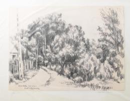 Tóth Zoltán (-): Tiszadada. Szén, papír, kartonra kasírozva, 33×45,5 cm